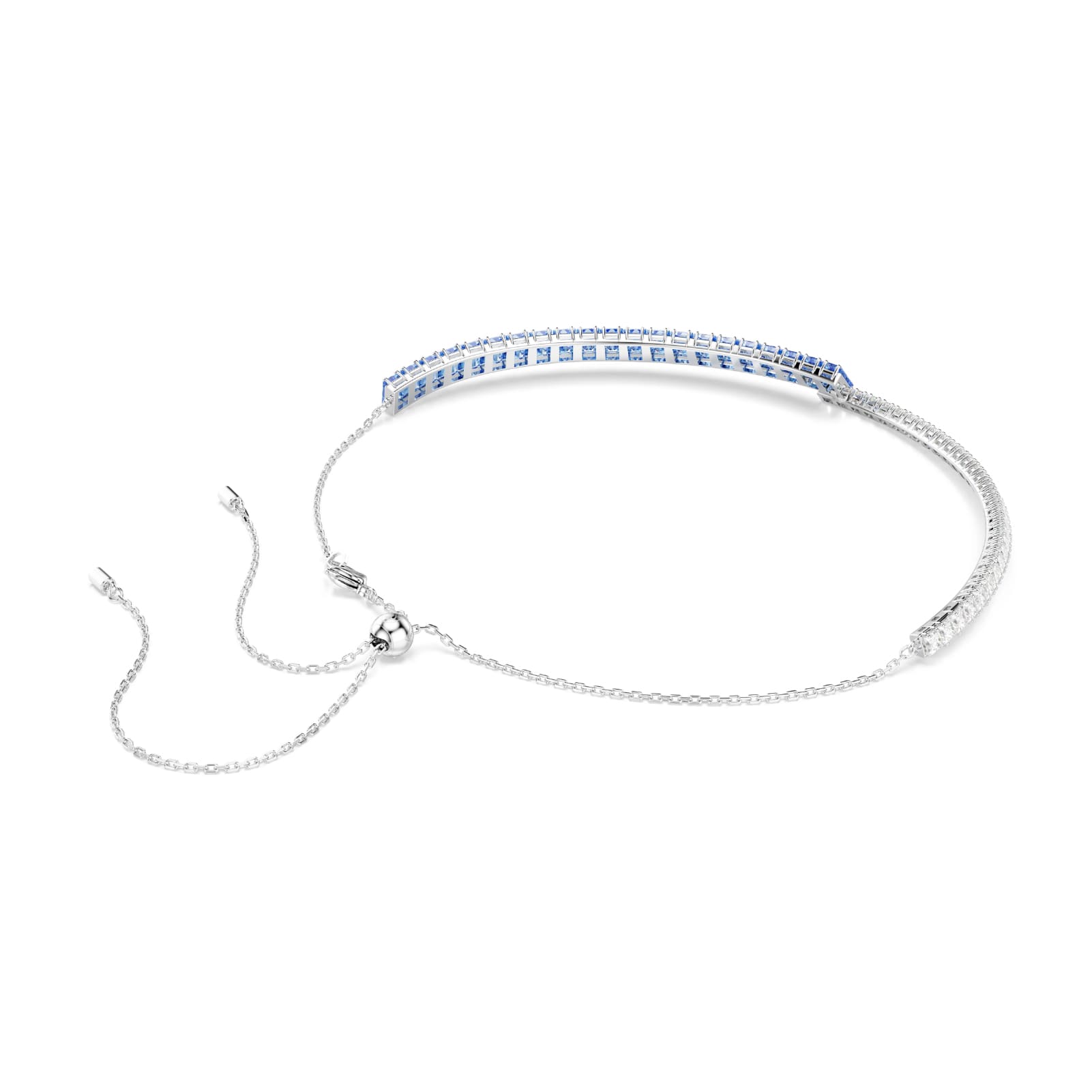 Collana girocollo Swarovski rodiato e cristalli bianchi e blu MISURA UNICA