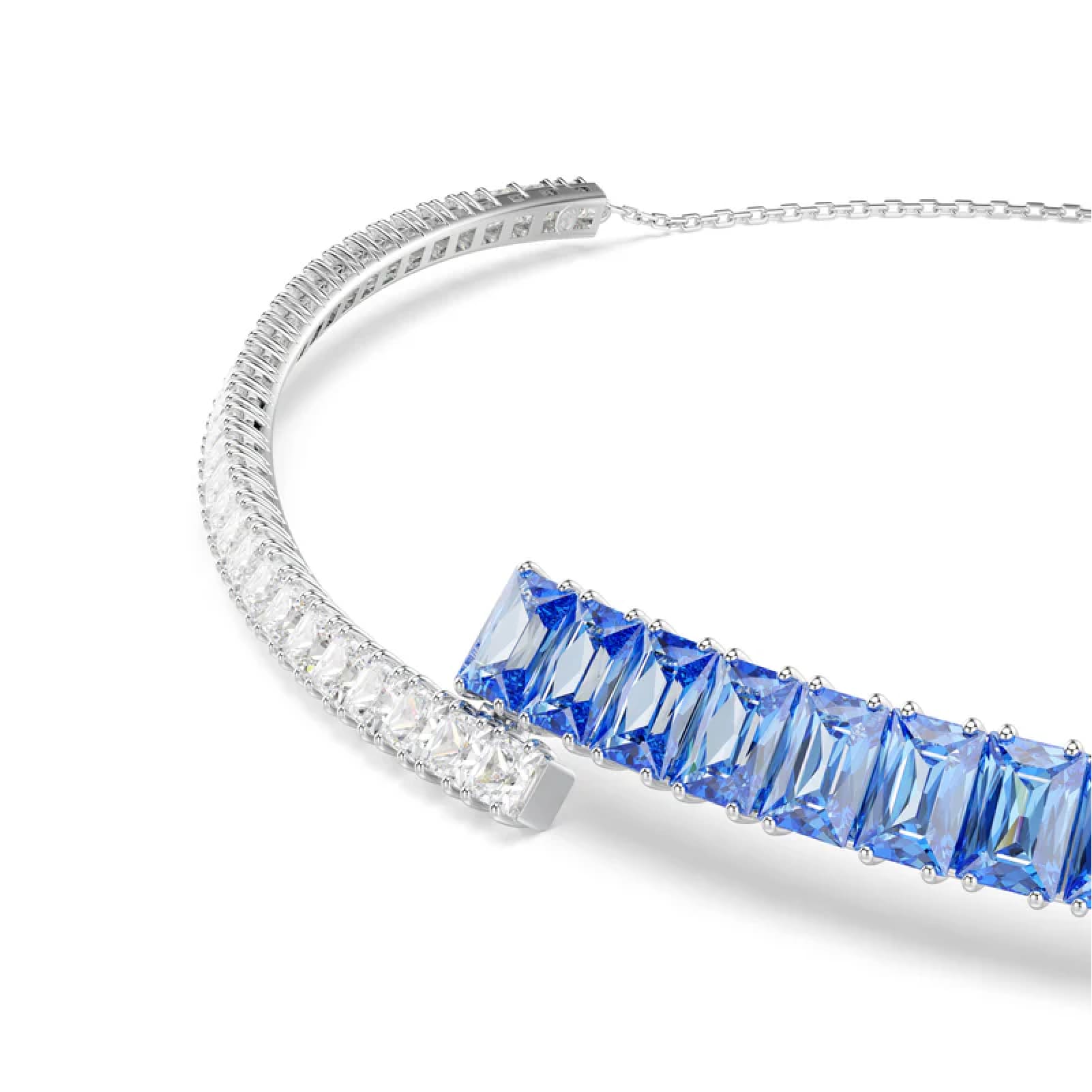 Collana girocollo Swarovski rodiato e cristalli bianchi e blu MISURA UNICA