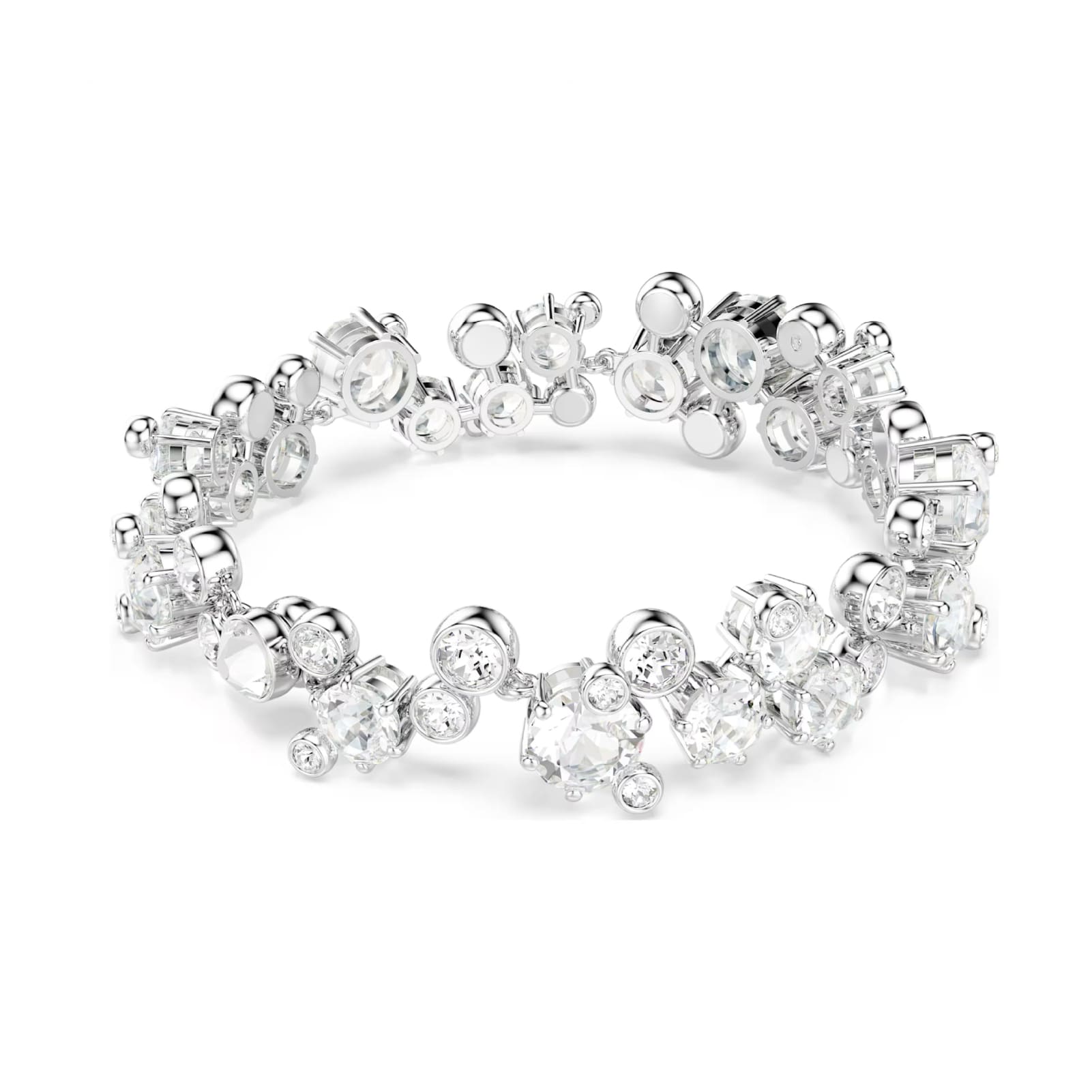 Bracciale da donna Swarovski rodiato con cristalli bianchi Regolabile 17-20 cm