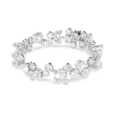 Bracciale da donna Swarovski rodiato con cristalli bianchi Regolabile 17-20 cm