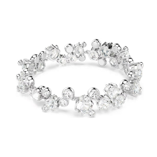 Bracciale da donna Swarovski rodiato con cristalli bianchi Regolabile 17-20 cm