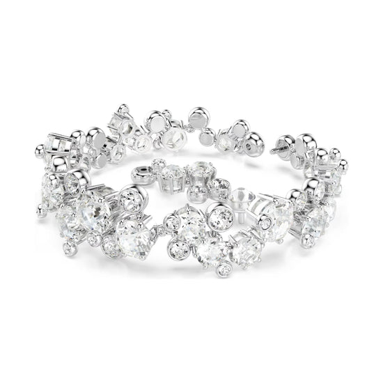 Bracciale da donna Swarovski rodiato con cristalli bianchi Regolabile 17-20 cm