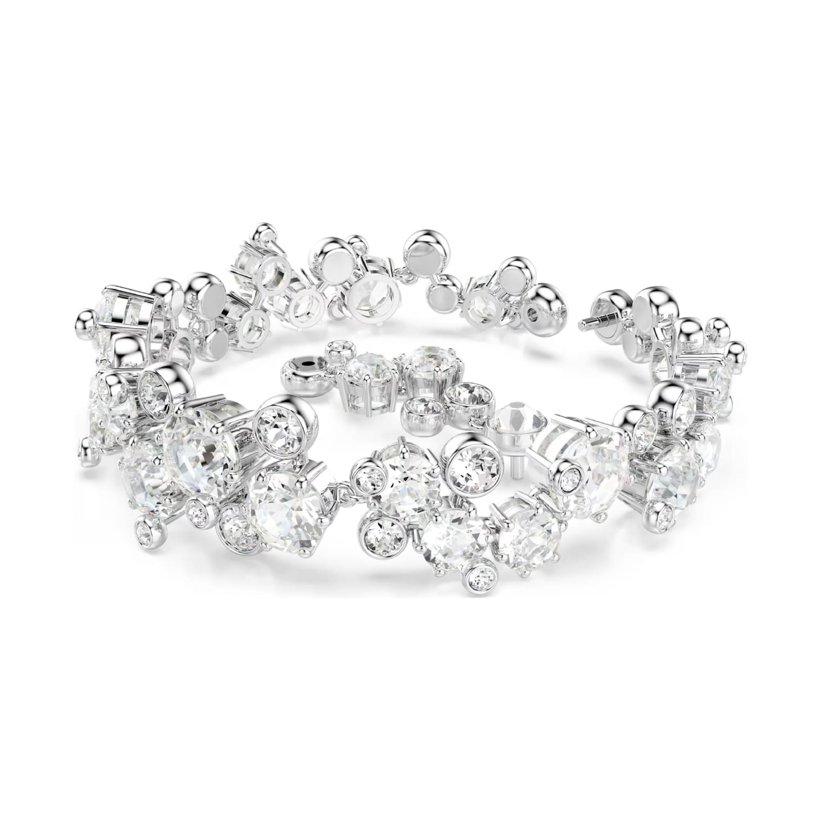 Bracciale da donna Swarovski rodiato con cristalli bianchi Regolabile 17-20 cm