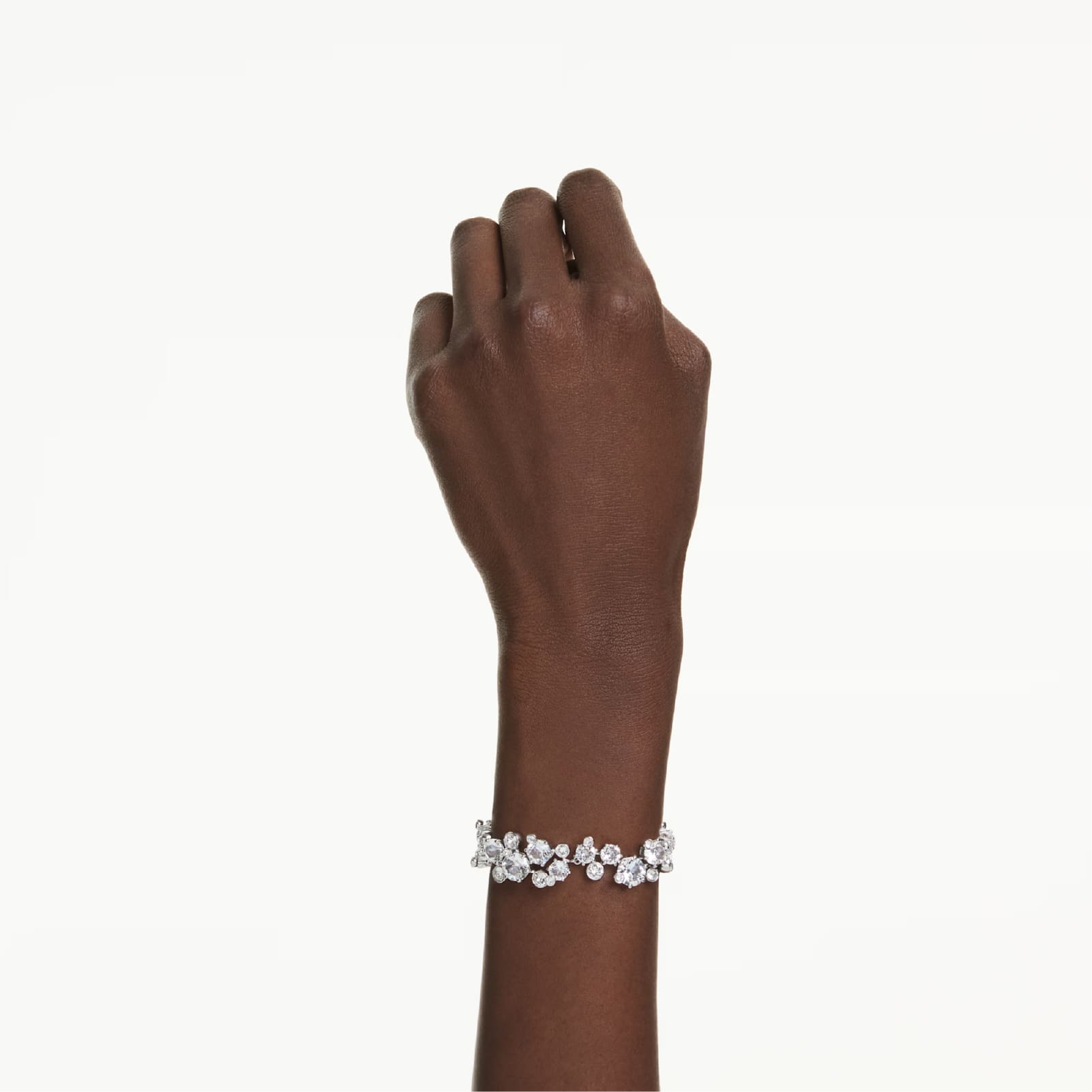 Bracciale da donna Swarovski rodiato con cristalli bianchi Regolabile 17-20 cm