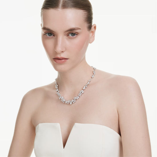 Collana girocollo Swarovski rodiato con cristalli bianchi MISURA UNICA