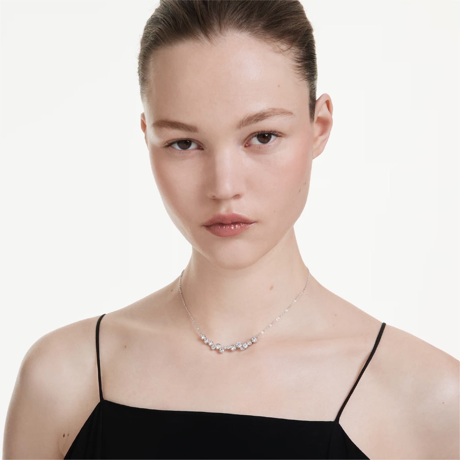 Collana girocollo Swarovski rodiato con cristalli a centro MISURA UNICA