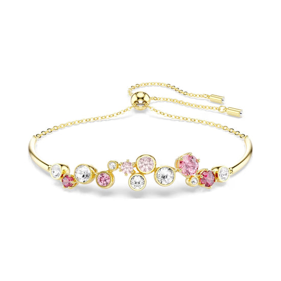Bracciale donna Swarovski dorato cristalli rosa e bianchi REGOLABILE