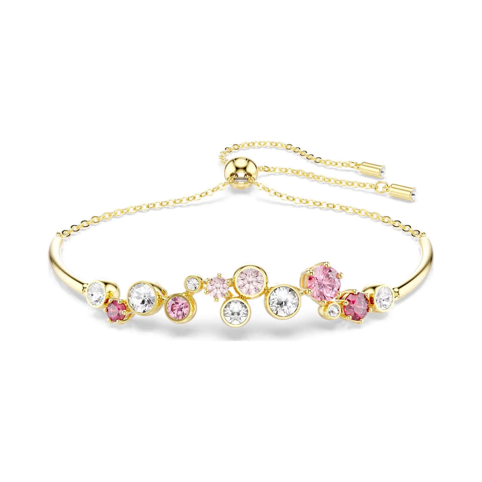 Bracciale donna Swarovski dorato cristalli rosa e bianchi REGOLABILE