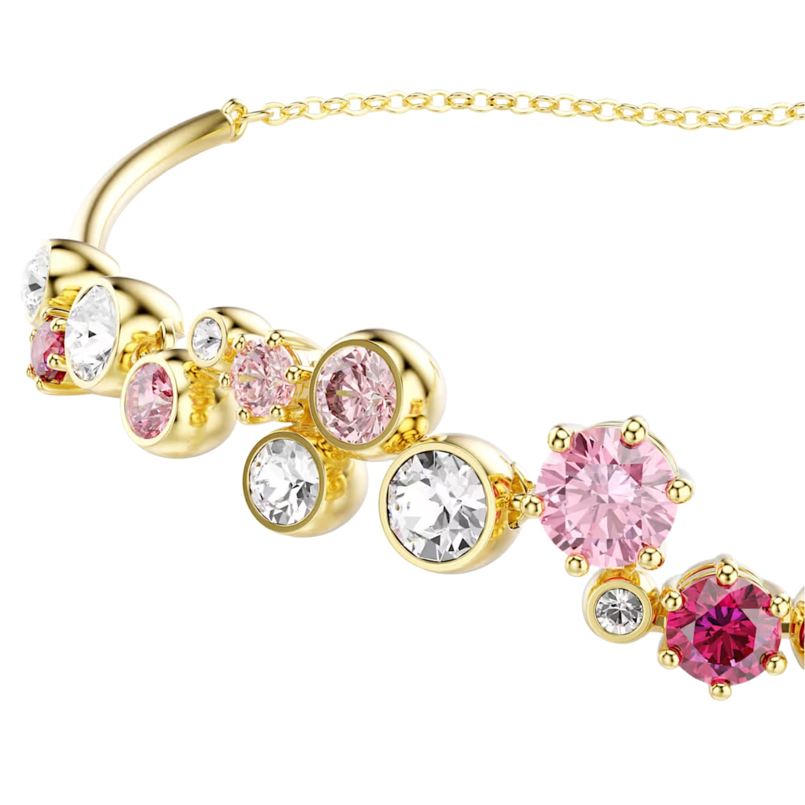 Bracciale donna Swarovski dorato cristalli rosa e bianchi REGOLABILE