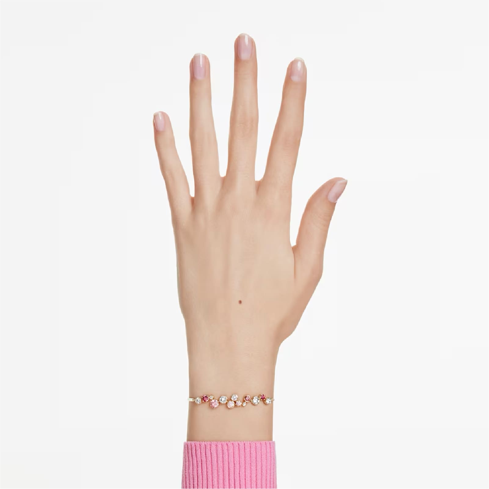 Bracciale donna Swarovski dorato cristalli rosa e bianchi REGOLABILE