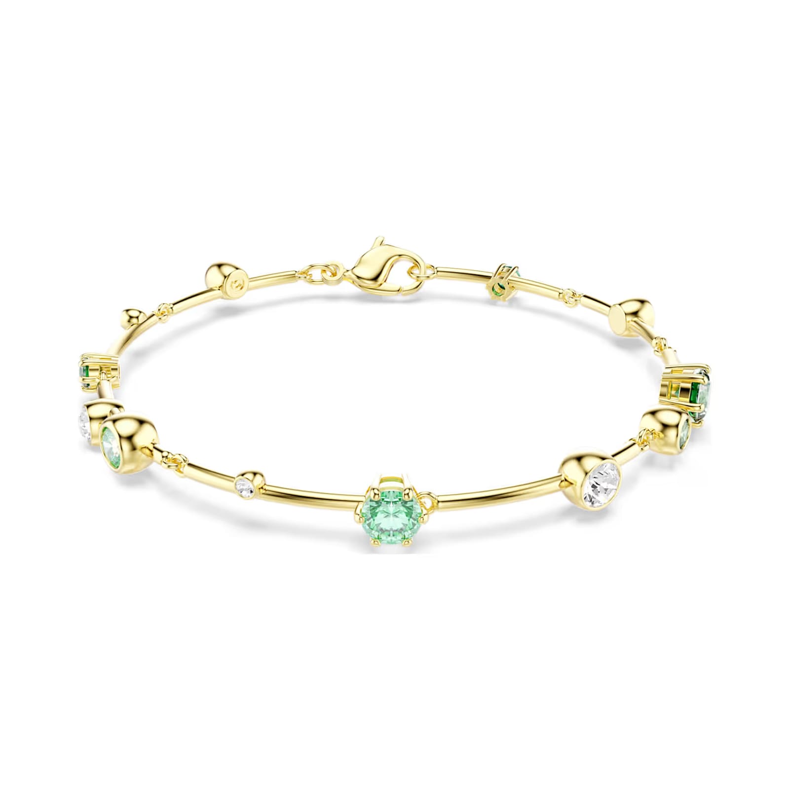Bracciale donna Swarovski dorato cristalli verdi e bianchi Regolabile 17-20 cm