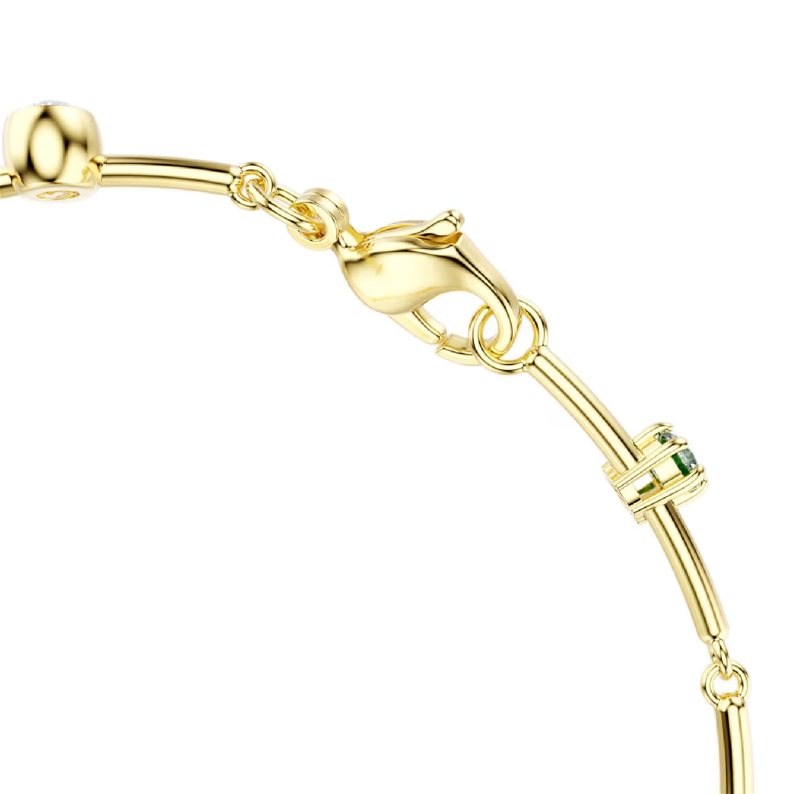 Bracciale donna Swarovski dorato cristalli verdi e bianchi Regolabile 17-20 cm