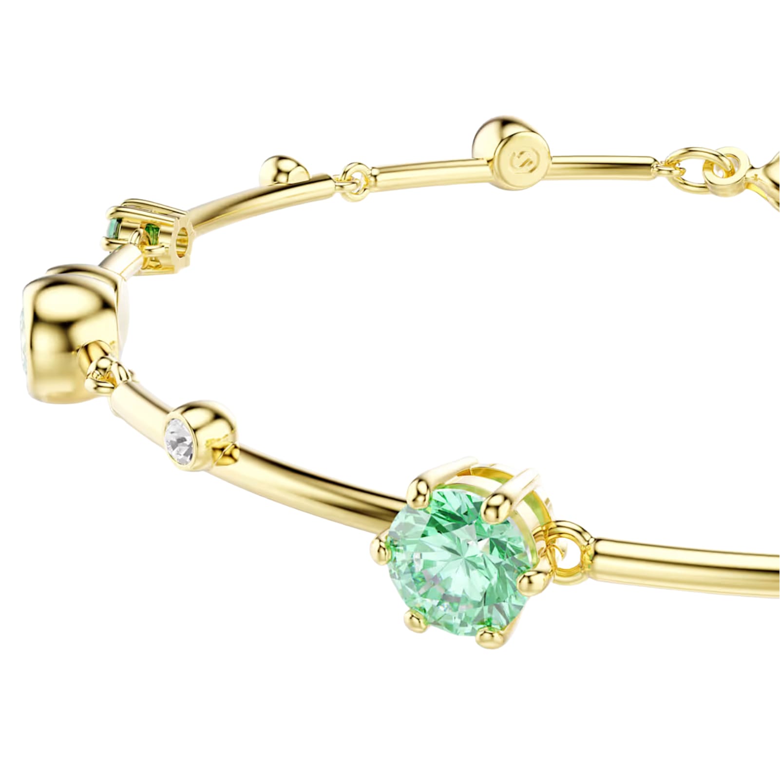Bracciale donna Swarovski dorato cristalli verdi e bianchi Regolabile 17-20 cm