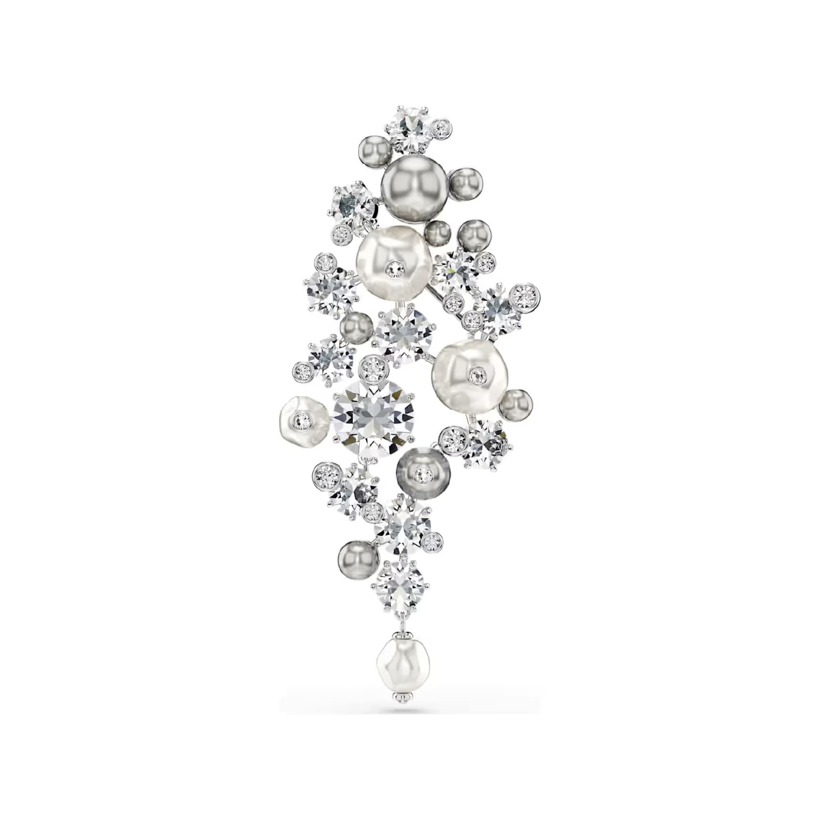Spilla Swarovski Constella placcata rodio cristalli e perle MISURA UNICA