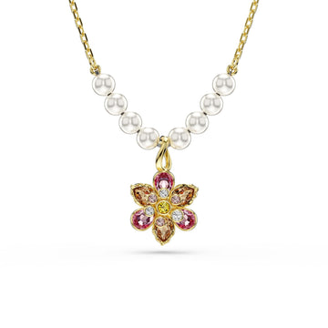 Collana con pendente Swarovski dorato con perle e cristalli MISURA UNICA