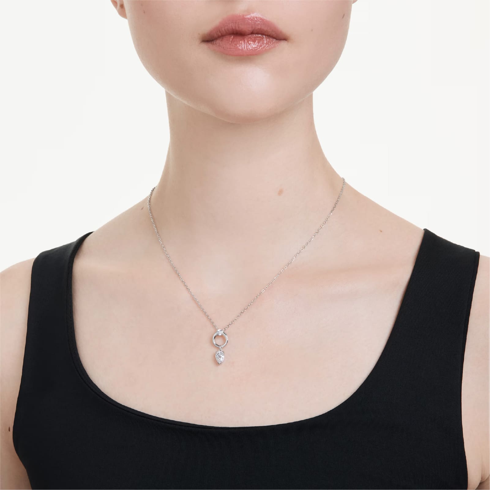 Collana girocollo Swarovski placcata rodio cristallo pendente MISURA UNICA
