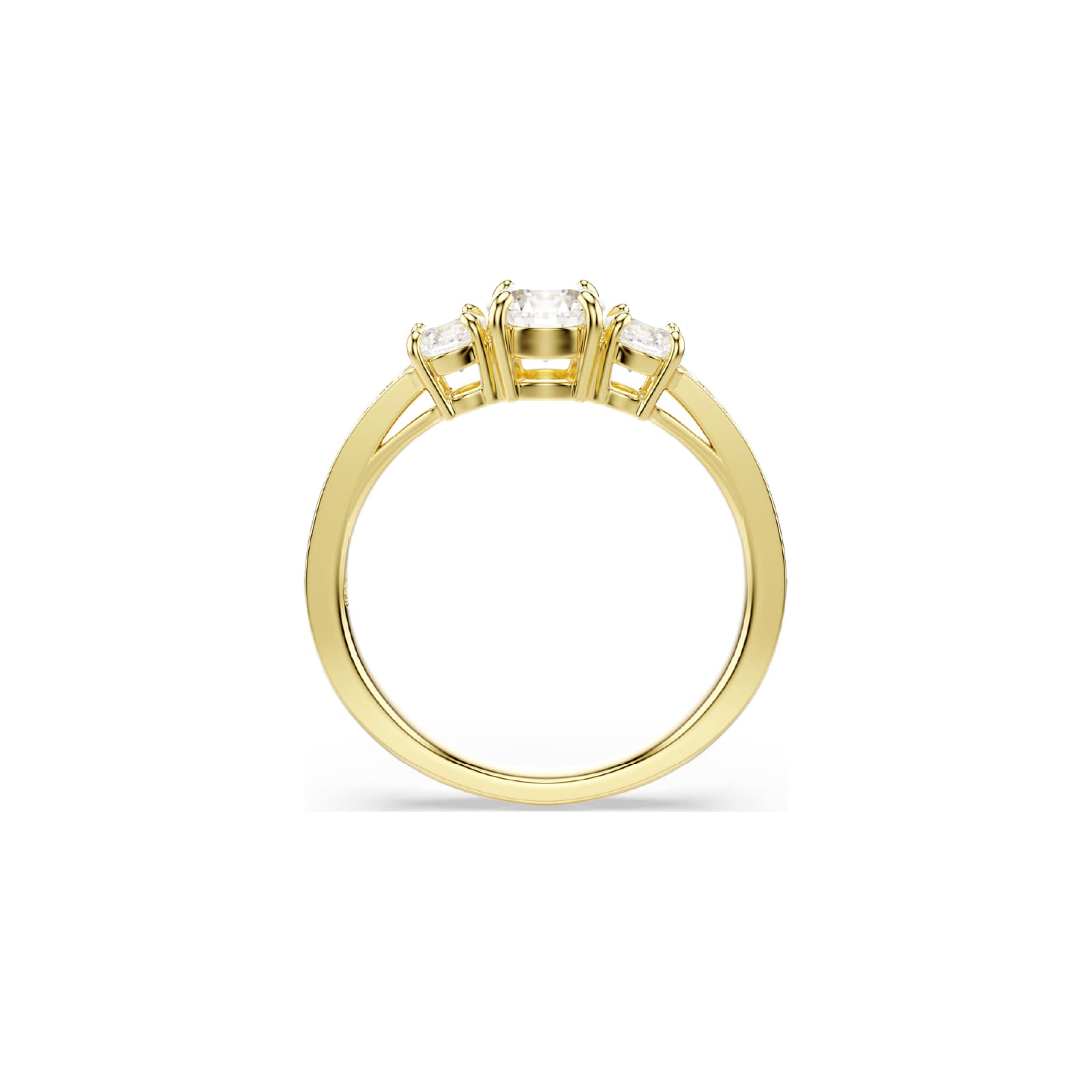 Anello trilogy Swarovski dorato con cristalli bianchi 12