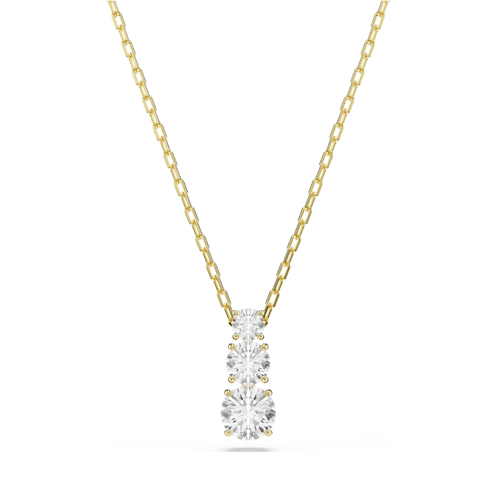 Collana trilogy Swarovski dorato con tre cristalli bianchi MISURA UNICA