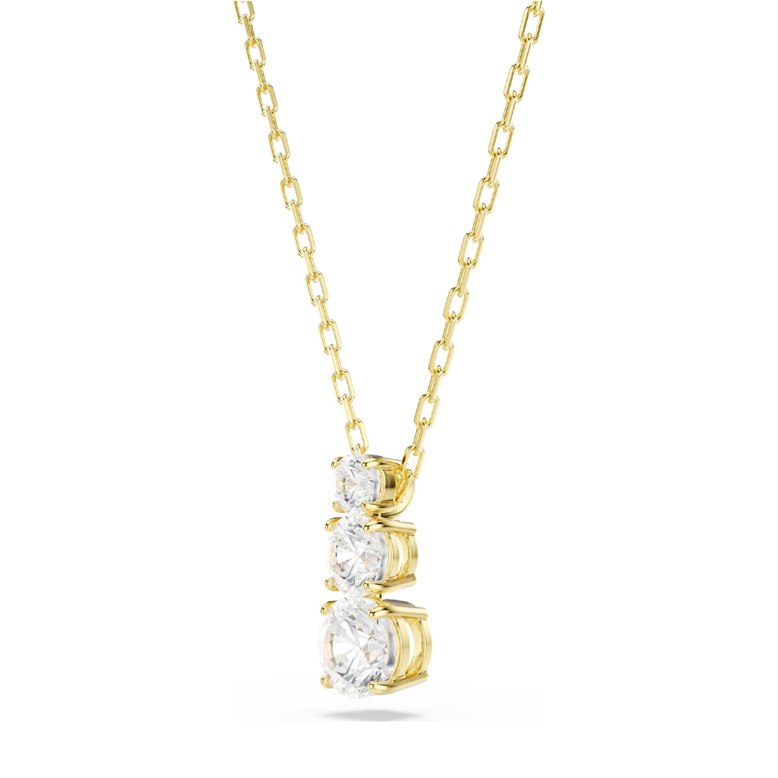 Collana trilogy Swarovski dorato con tre cristalli bianchi MISURA UNICA