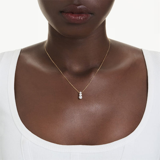 Collana trilogy Swarovski dorato con tre cristalli bianchi MISURA UNICA
