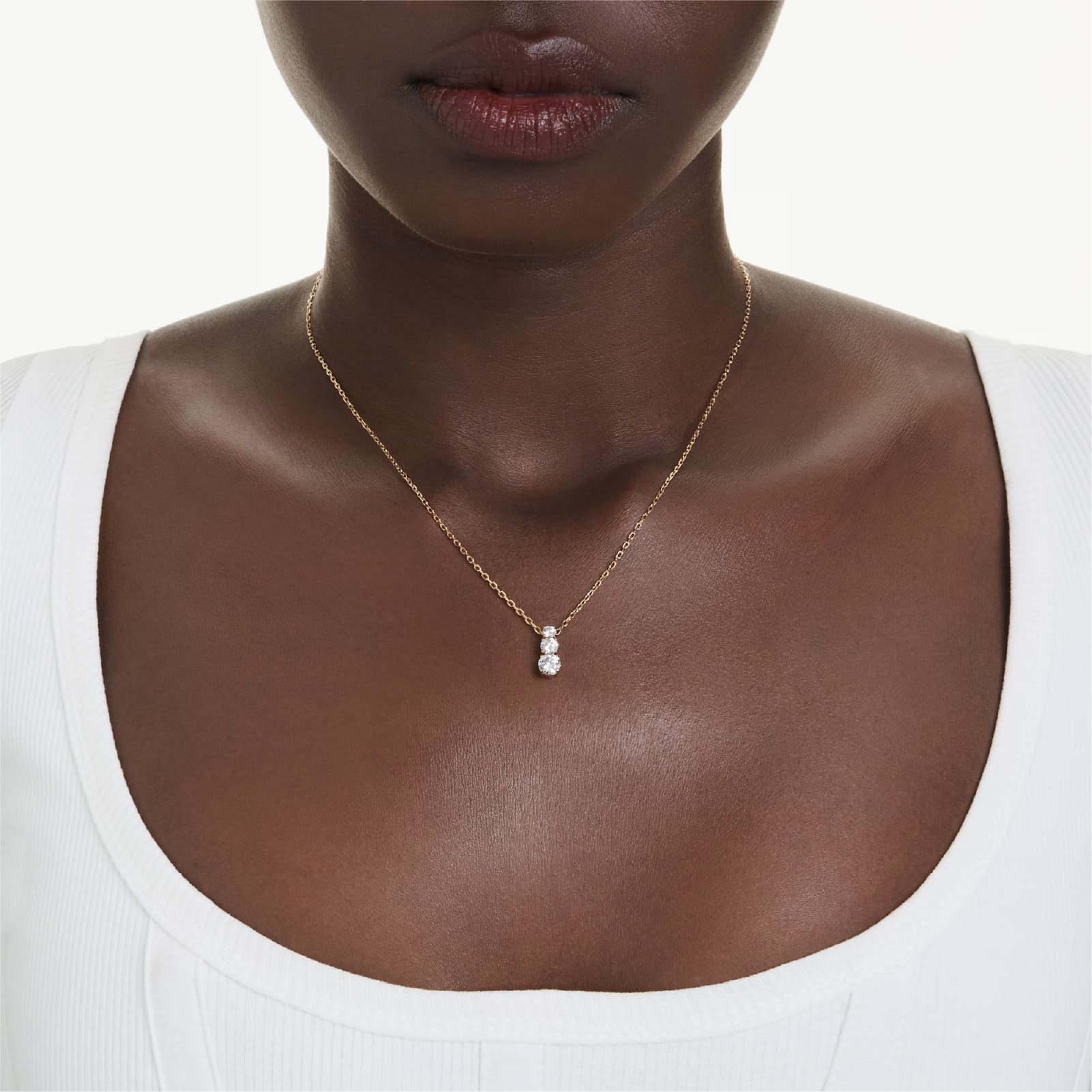 Collana trilogy Swarovski dorato con tre cristalli bianchi MISURA UNICA