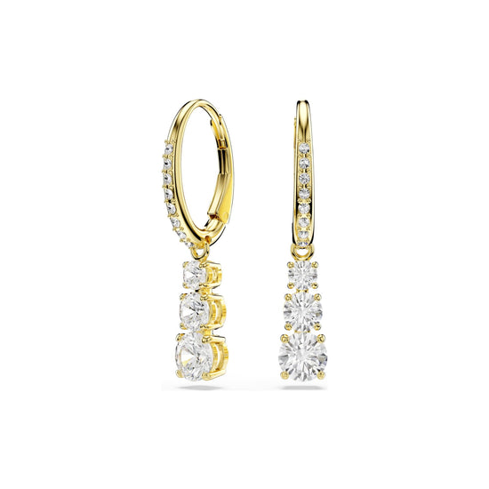 Orecchini trilogy Swarovski dorato con tre cristalli bianchi MISURA UNICA