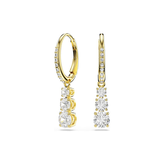 Orecchini trilogy Swarovski dorato con tre cristalli bianchi MISURA UNICA