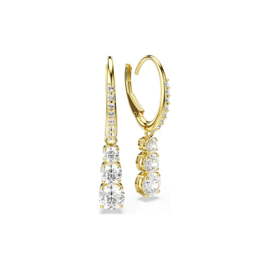Orecchini trilogy Swarovski dorato con tre cristalli bianchi MISURA UNICA