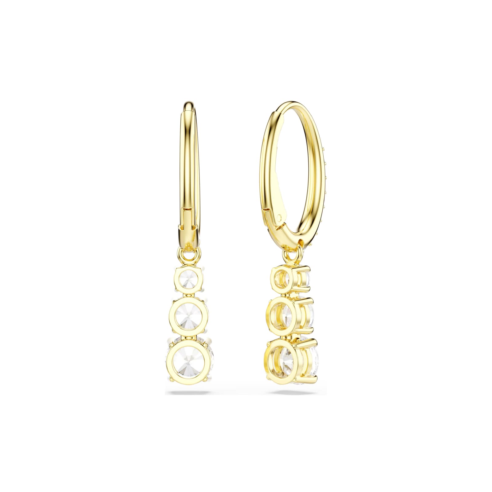 Orecchini trilogy Swarovski dorato con tre cristalli bianchi MISURA UNICA