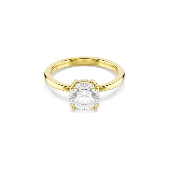 Anello solitario Swarovski dorato con cristalli bianchi 12