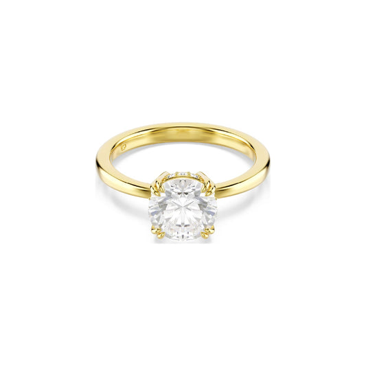Anello solitario Swarovski dorato con cristalli bianchi 12