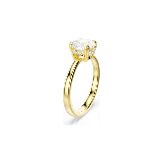 Anello solitario Swarovski dorato con cristalli bianchi 12