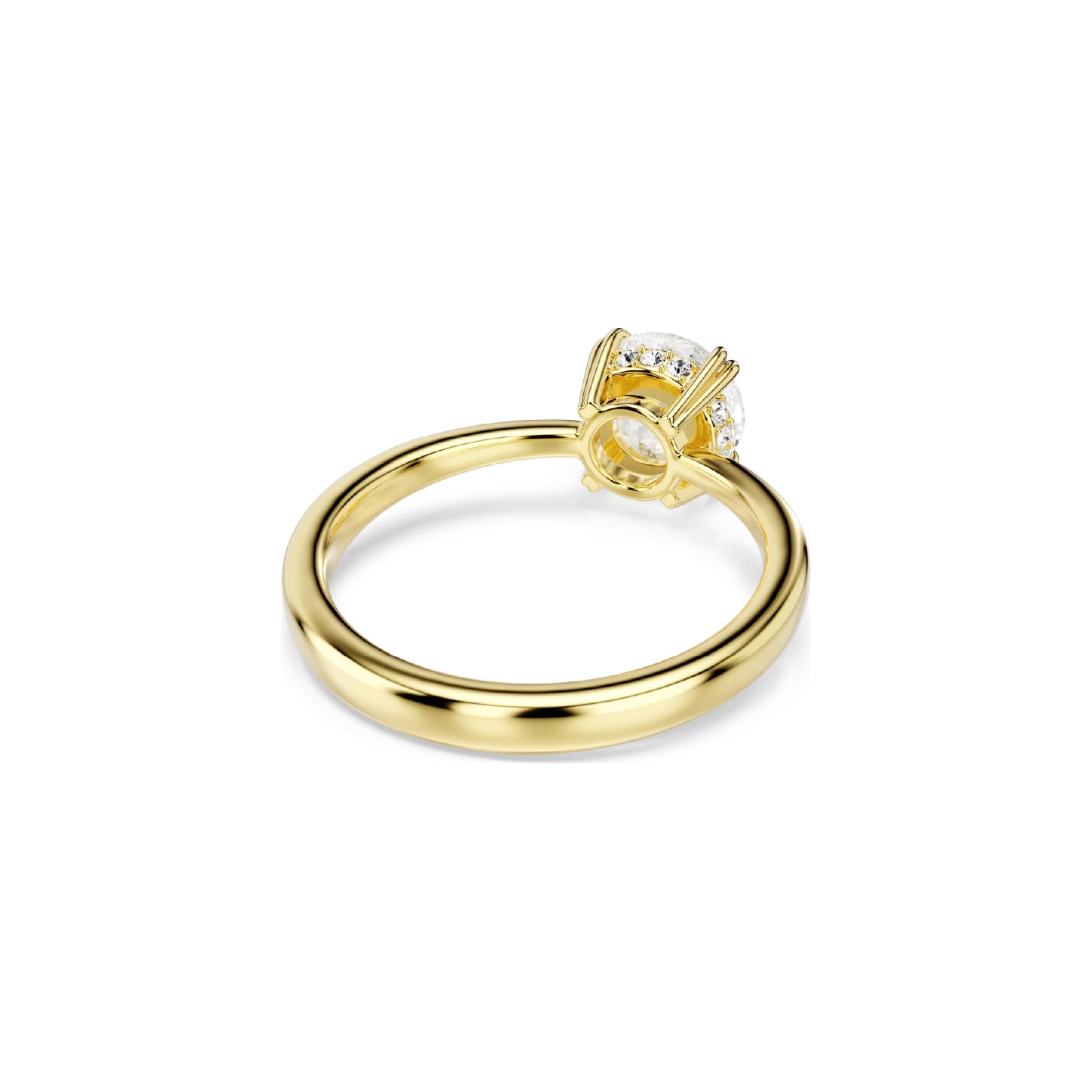Anello solitario Swarovski dorato con cristalli bianchi 12