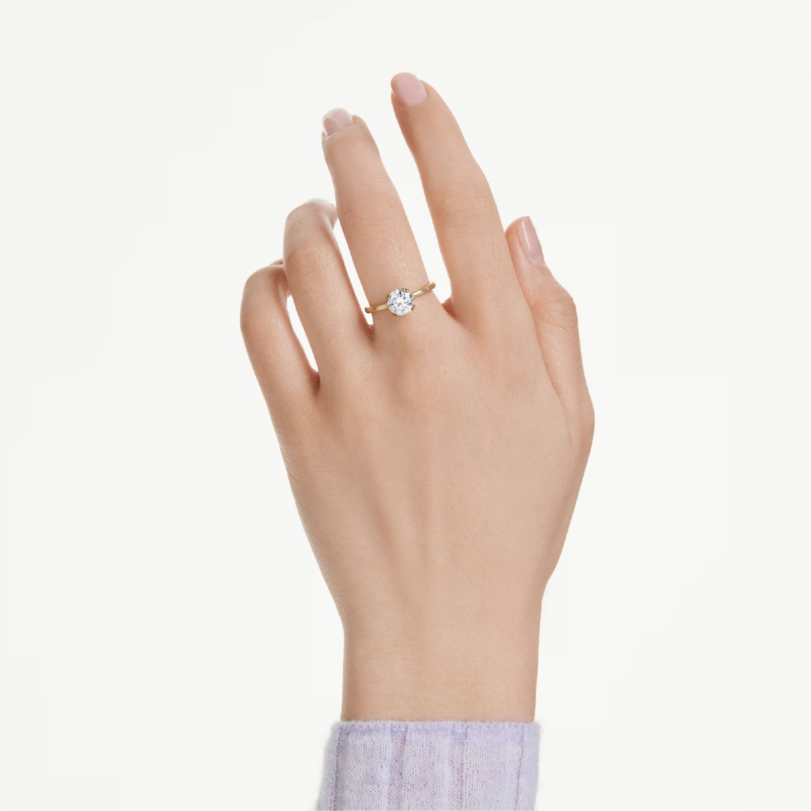 Anello solitario Swarovski dorato con cristalli bianchi 12