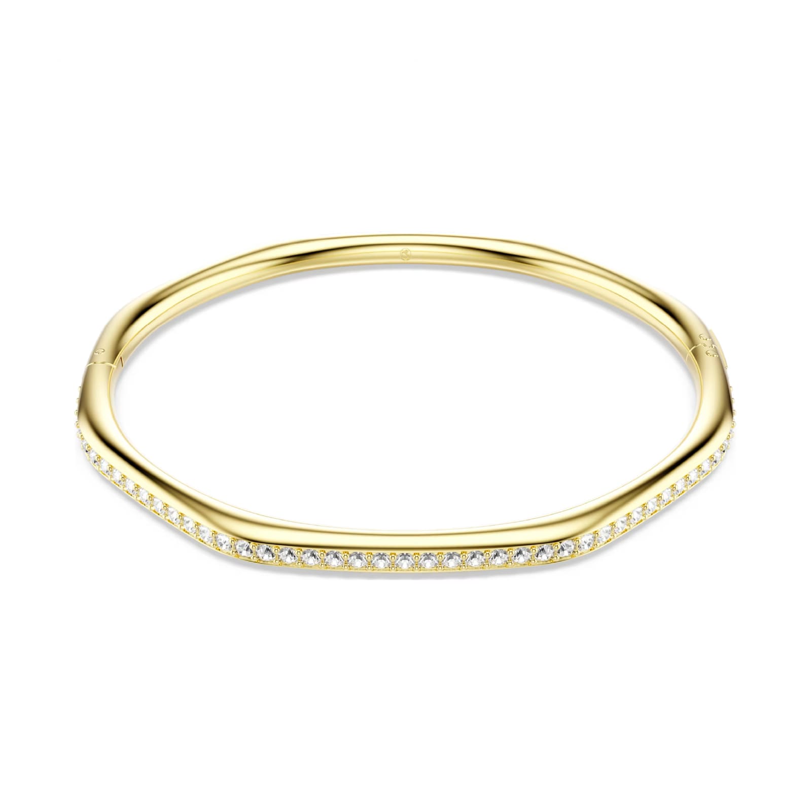 Bracciale rigido Swarovski dorato con cristalli bianchi M 17 cm