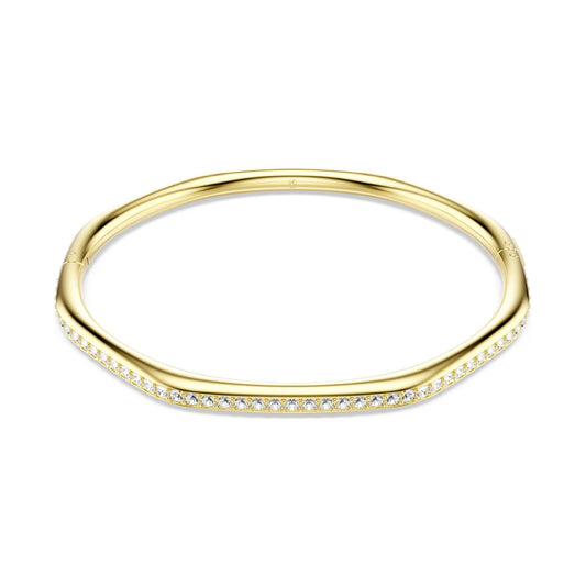 Bracciale rigido Swarovski dorato con cristalli bianchi M 17 cm