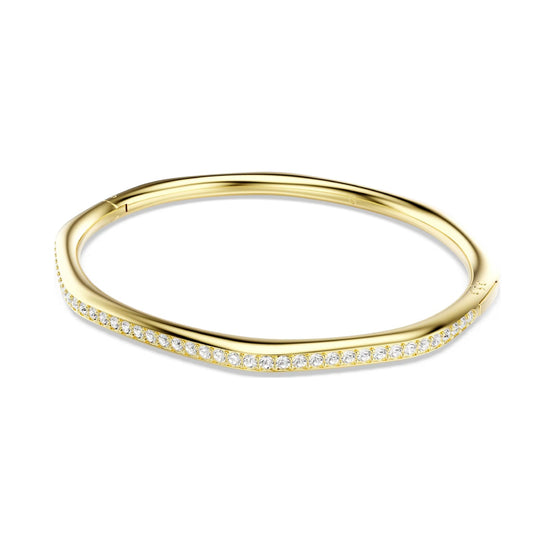 Bracciale rigido Swarovski dorato con cristalli bianchi M 17 cm