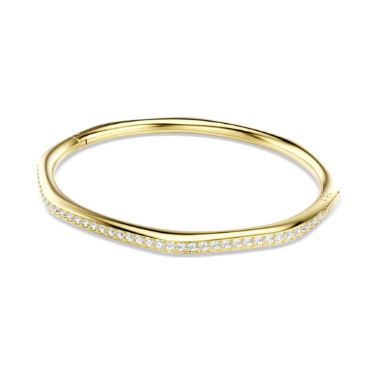 Bracciale rigido Swarovski dorato con cristalli bianchi M 17 cm