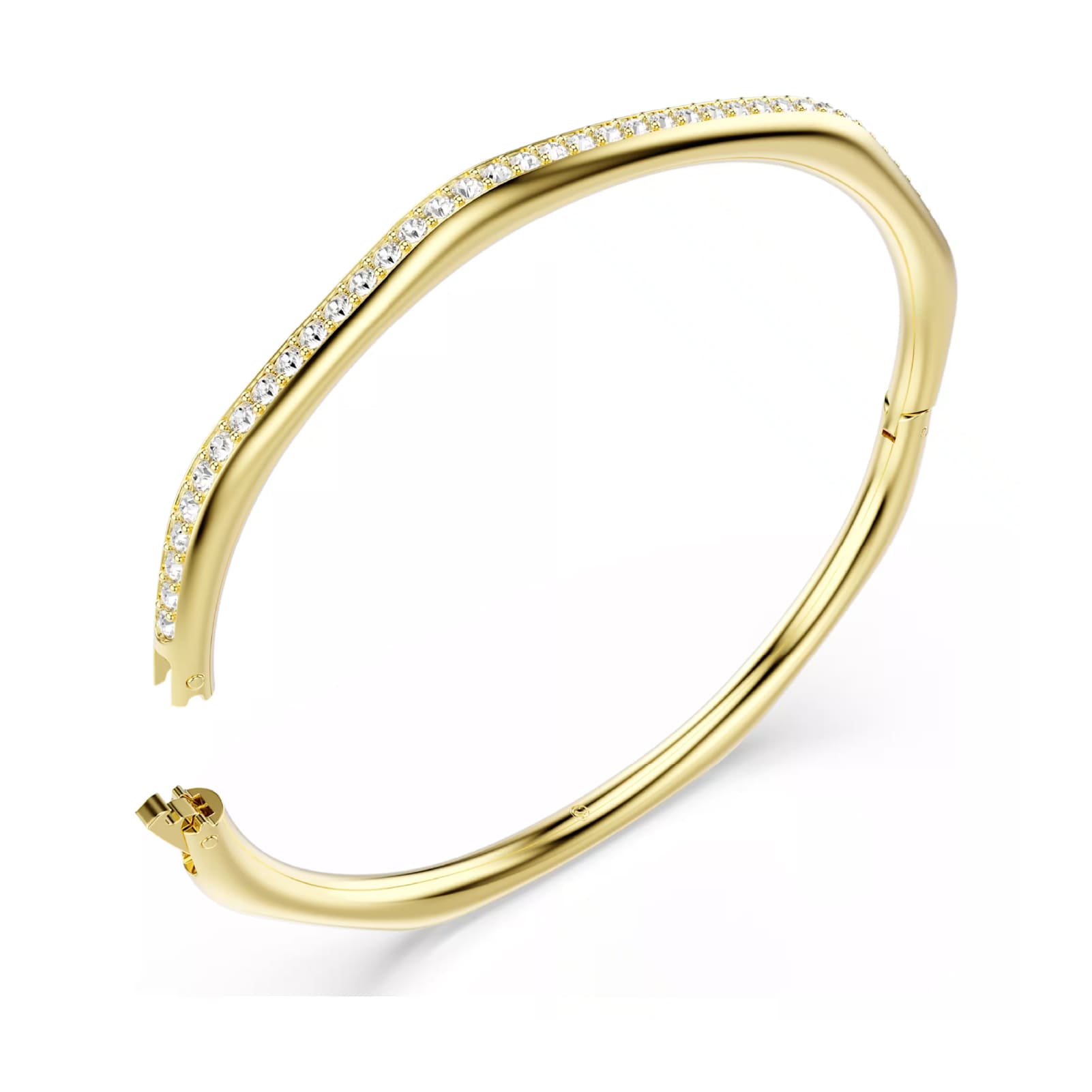 Bracciale rigido Swarovski dorato con cristalli bianchi M 17 cm