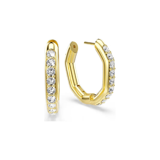 Orecchini a cerchio Swarovski dorato con cristalli bianchi MISURA UNICA