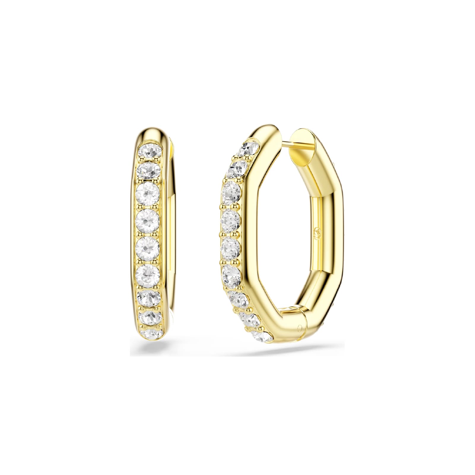 Orecchini a cerchio Swarovski dorato con cristalli bianchi MISURA UNICA