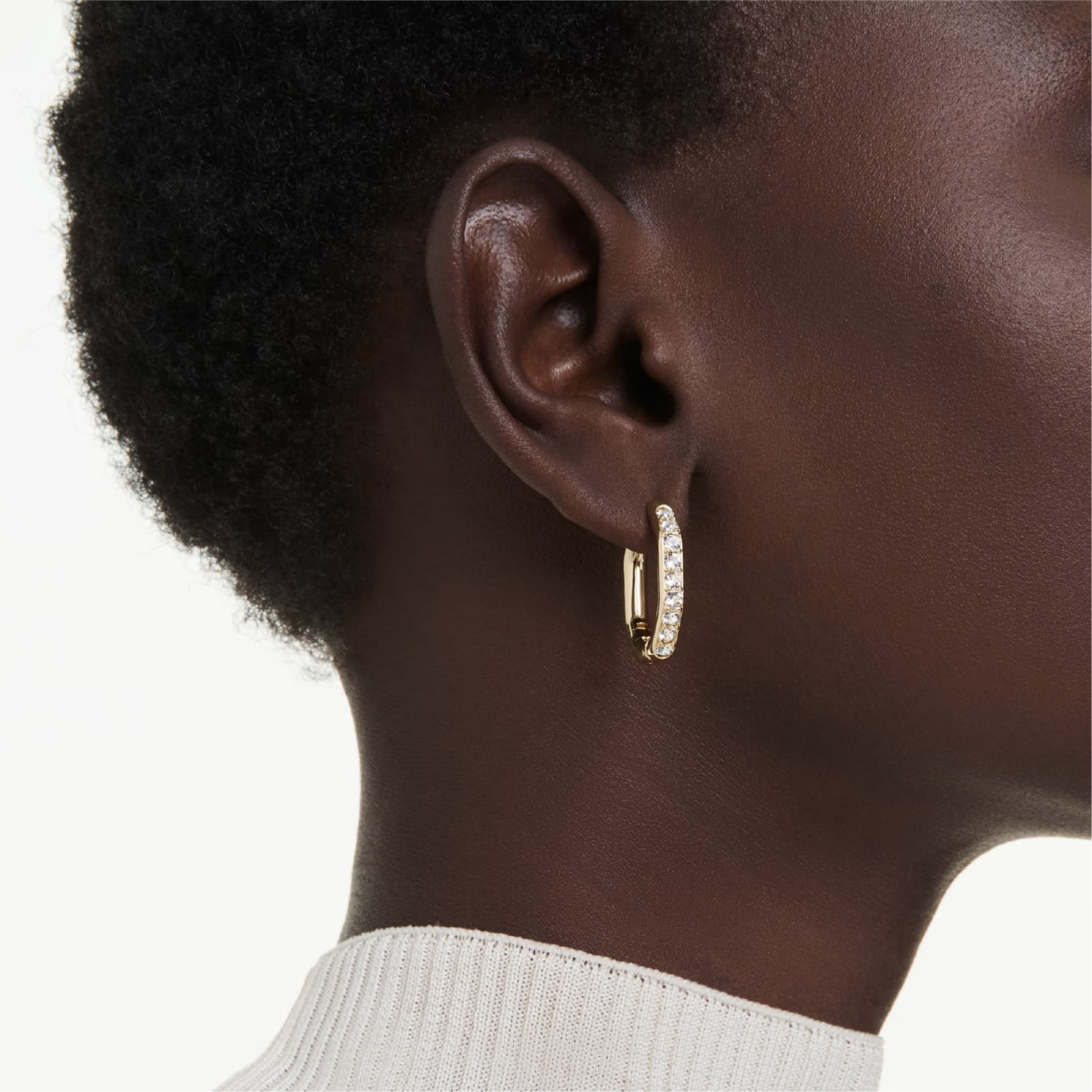 Orecchini a cerchio Swarovski dorato con cristalli bianchi MISURA UNICA