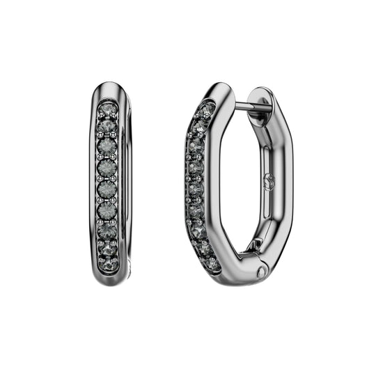 Orecchini Swarovski ottagonali in acciaio placcato rutenio MISURA UNICA