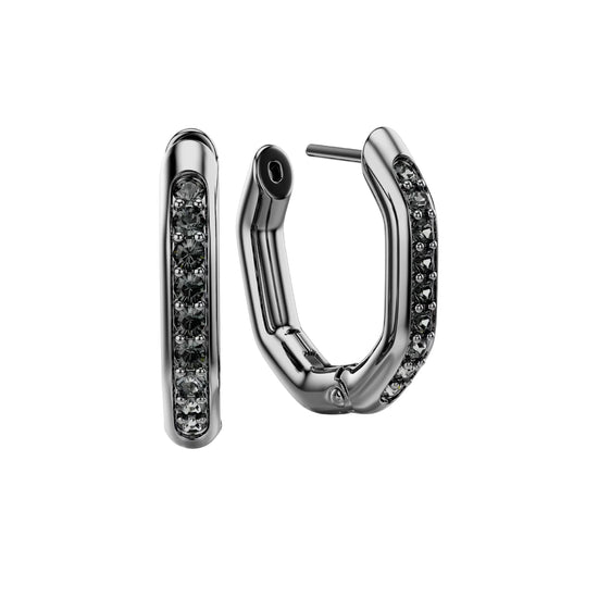 Orecchini Swarovski ottagonali in acciaio placcato rutenio MISURA UNICA