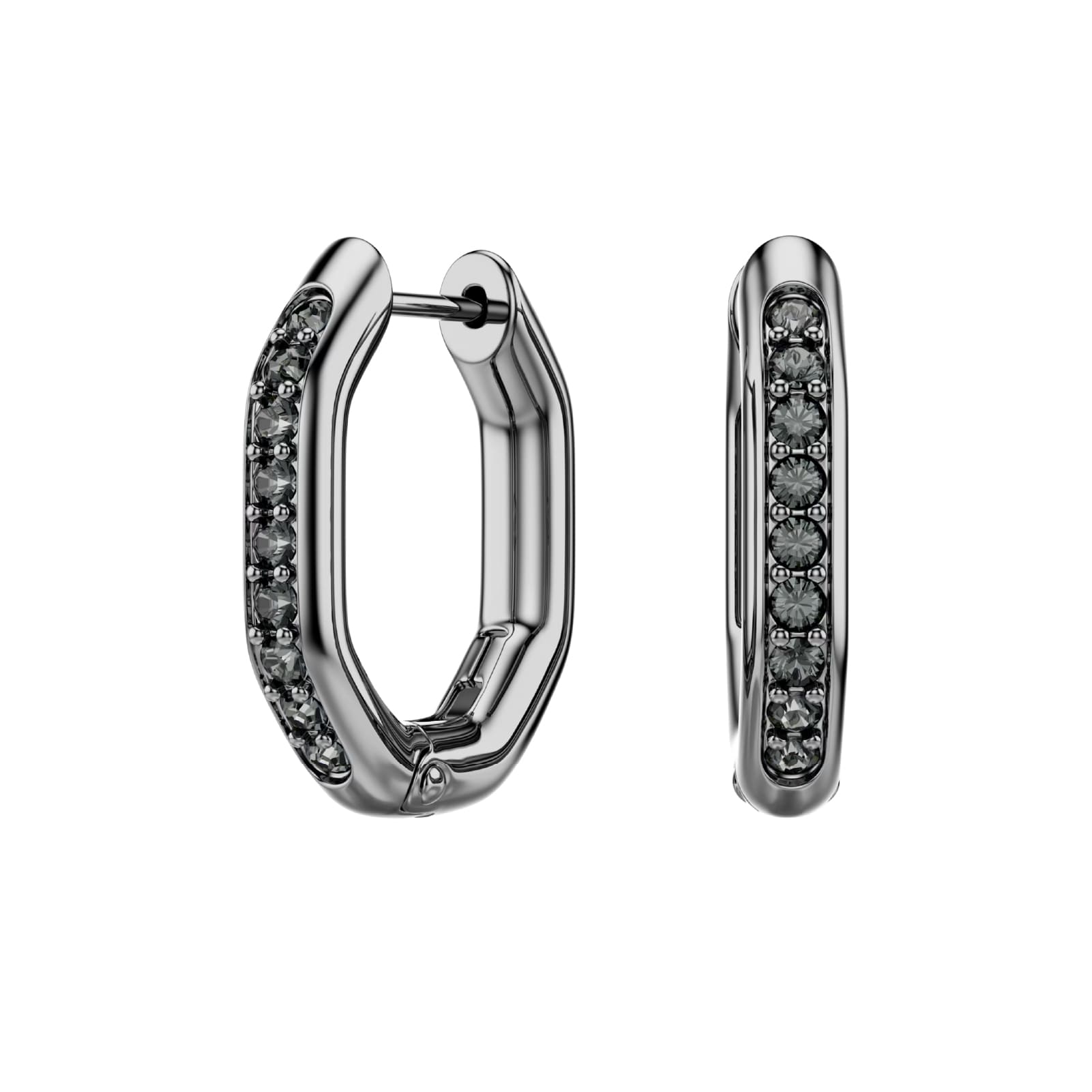 Orecchini Swarovski ottagonali in acciaio placcato rutenio MISURA UNICA