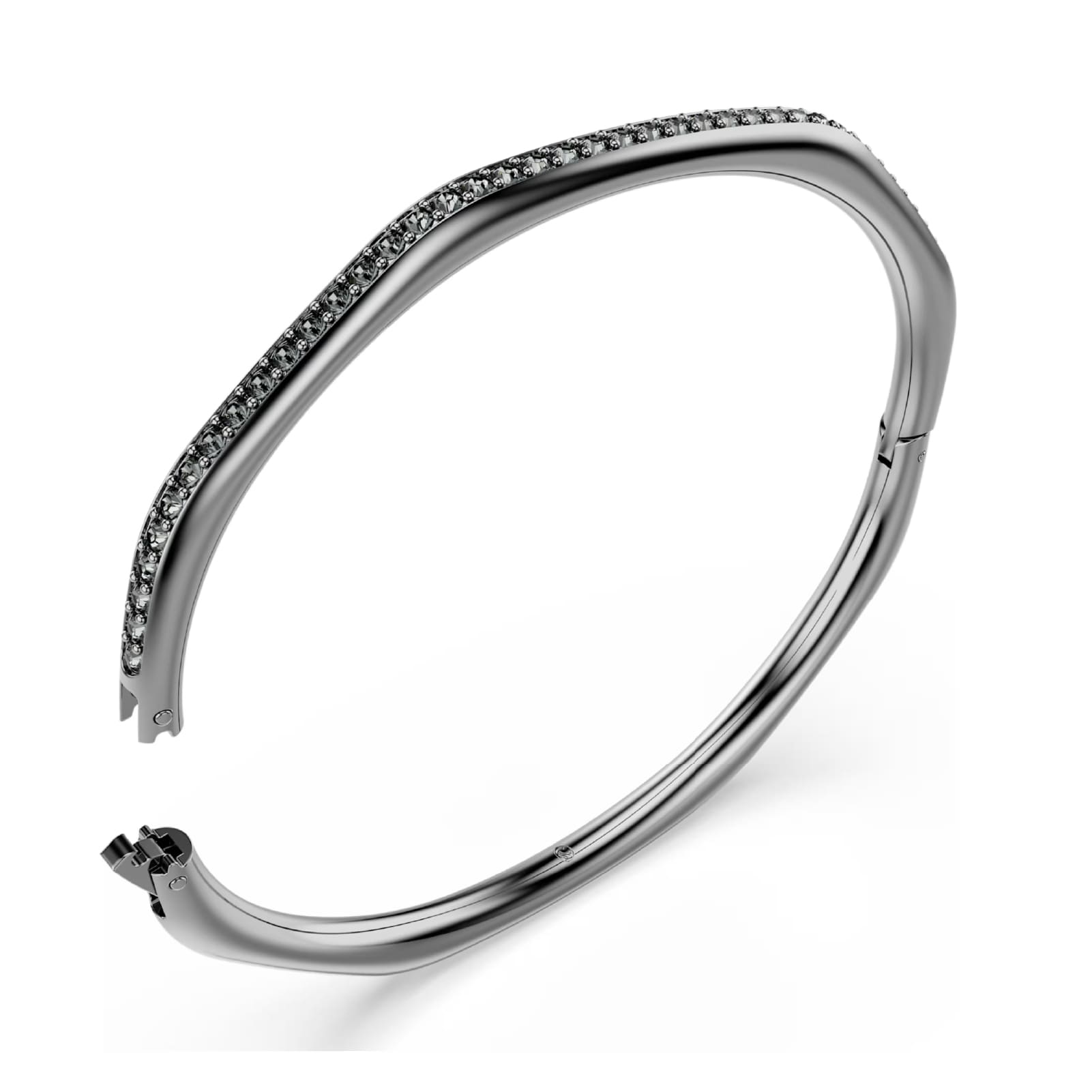 Bracciale rigido Swarovski placcato rutenio e cristalli neri 17 cm