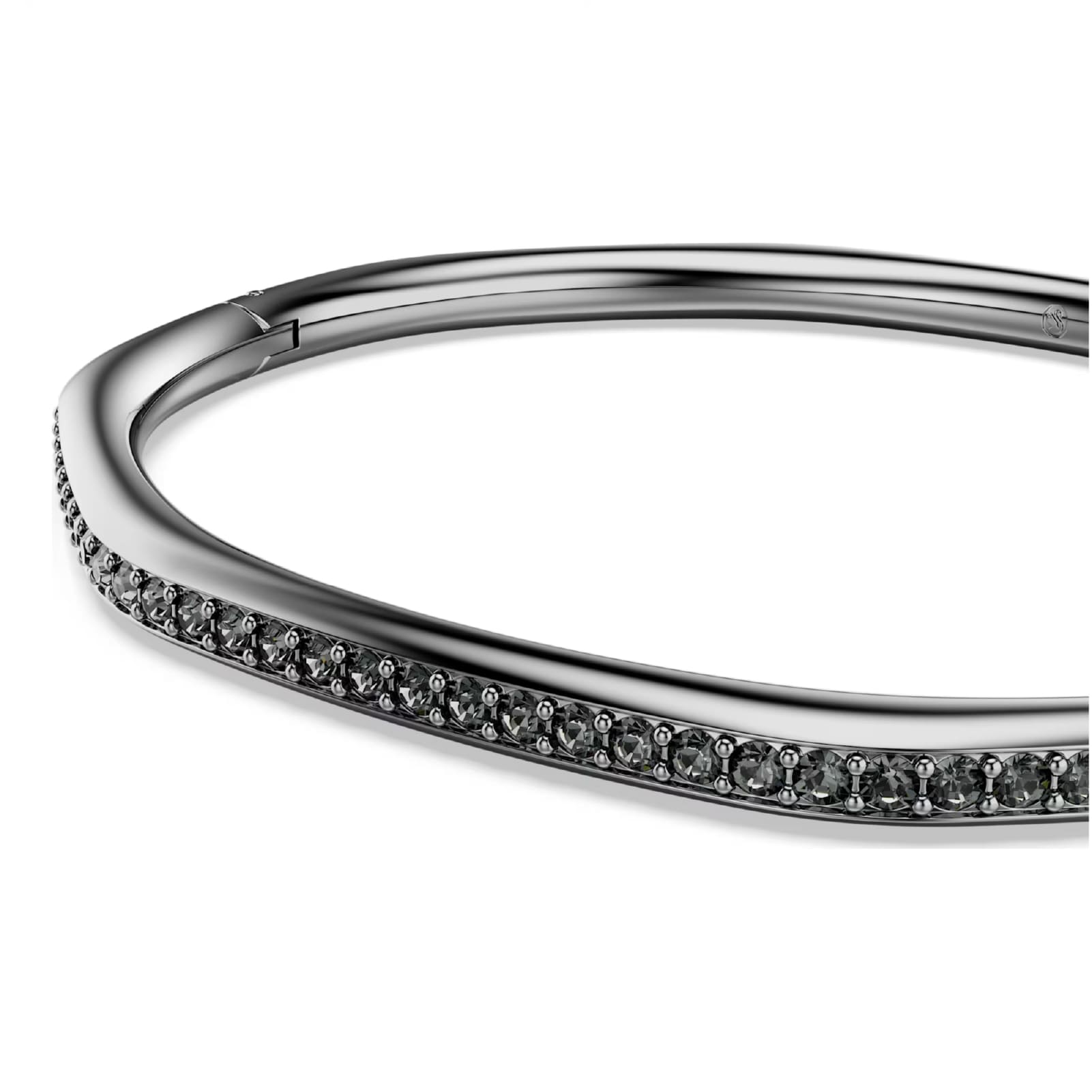 Bracciale rigido Swarovski placcato rutenio e cristalli neri 17 cm