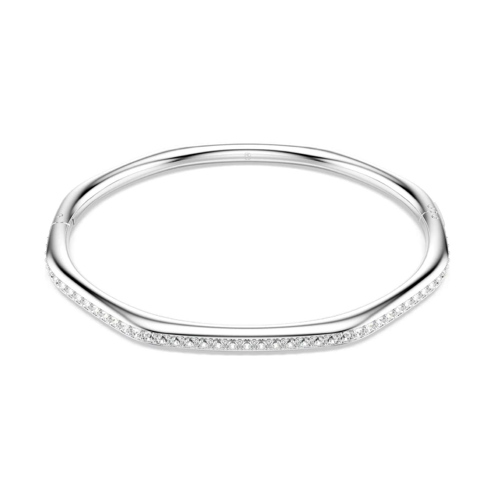 Bracciale rigido Swarovski rodiato con cristalli bianchi M 17 cm