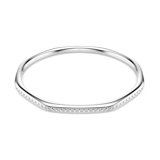 Bracciale rigido Swarovski rodiato con cristalli bianchi M 17 cm