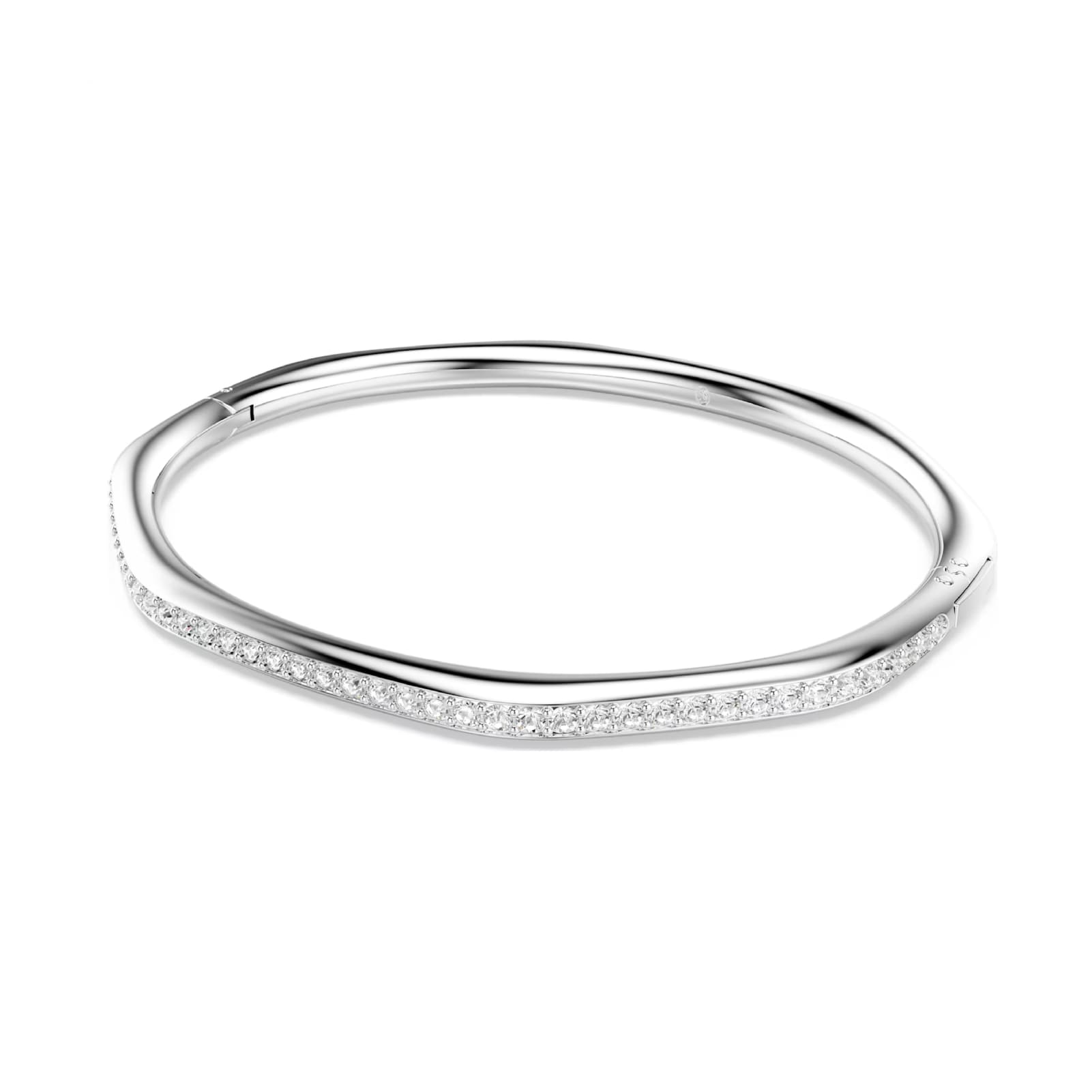 Bracciale rigido Swarovski rodiato con cristalli bianchi M 17 cm